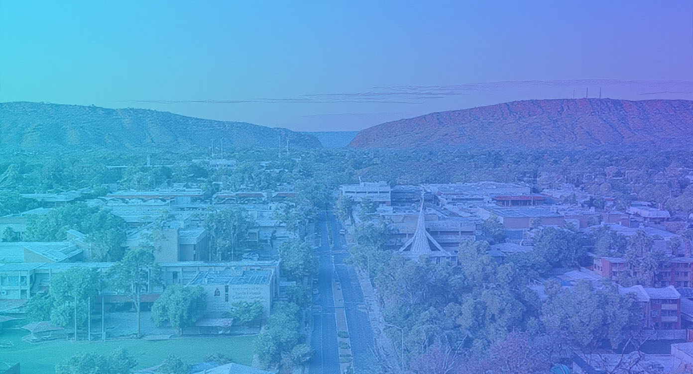 Aerial view of Alice Springs and the MacDonnell Ranges