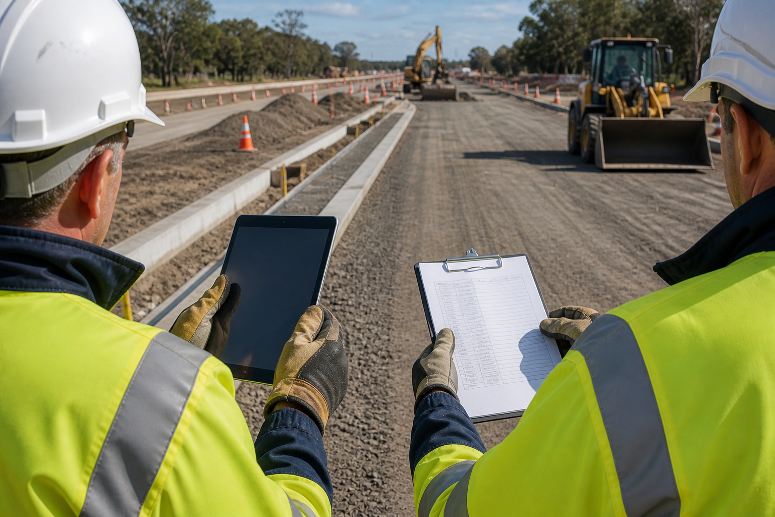 Safety professionals conducting a roadworks risk assessment